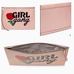 Rebecca Minkoff NWT Large Zip Pouch GIRL GANG Pink Dusty Rose Bag NEW